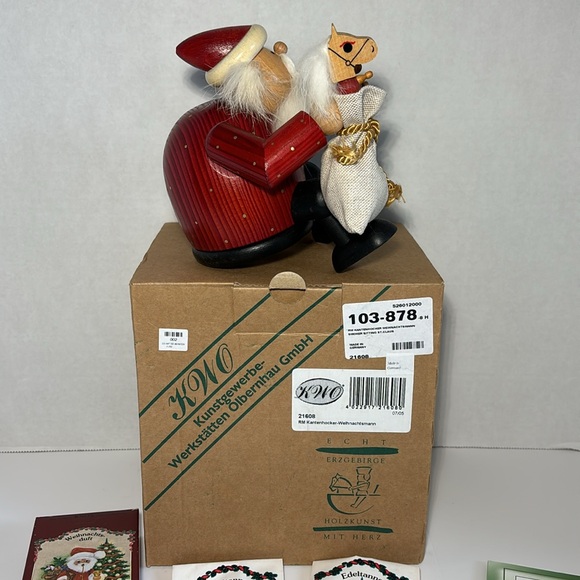 KWO German Incense Smoker Sitting Santa Toy Bag Erzgebirge Germany Christmas NIB - Picture 10 of 14